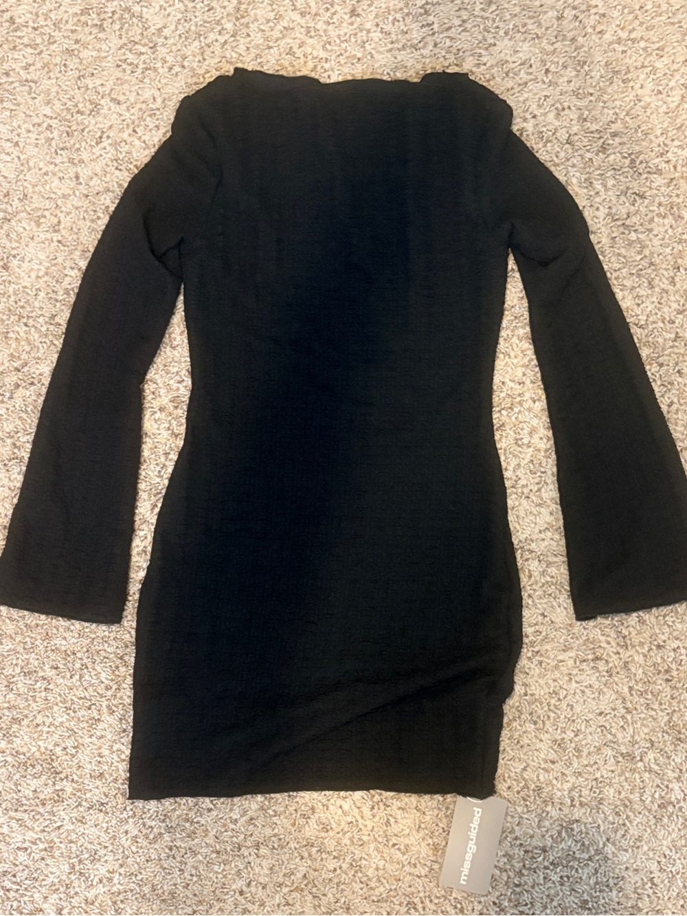 Missguided Black Off-Shoulder Long Sleeve Mini Dress